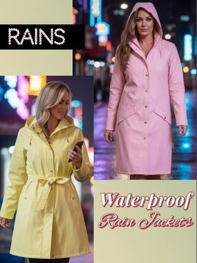 NWT - RAINS brand Rain coat belted (Retails $150) XS and S-L